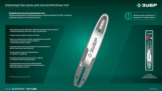 ЗУБР тип 6, 20 см, шаг 3/8″, паз 1.1 мм, 33 звеньев, цепь (71306-20)