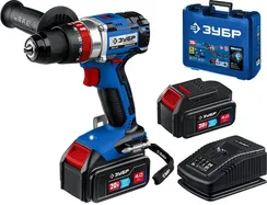 Бесщеточная ударная дрель-шуруповерт, ЗУБР Т7, 20 В, 70 Н·м, 2 АКБ (4 А·ч), кейс, Профессионал (DBS-201-42)