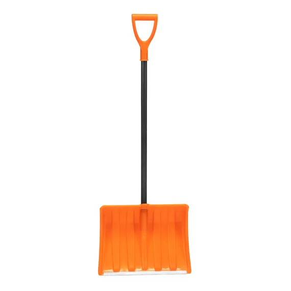 Лопата для уборки снега пластиковая, 490х370х1350 мм, стальной черенок, усиленная Сибртех