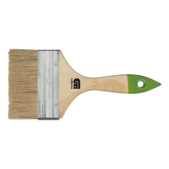 Кисть плоская 100 мм, натуральная щетина, деревянная ручка Сибртех