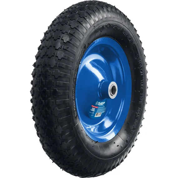 ЗУБР КПВ-2, 4″ х 380 мм, для тачки (арт. 39913), стальной диск, подшипник - 20 мм, пневматическое колесо, Профессионал (39902-2)