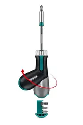 KRAFTOOL EXTREM набор: рычажная реверсивная отвертка с битами 6 шт (25899)