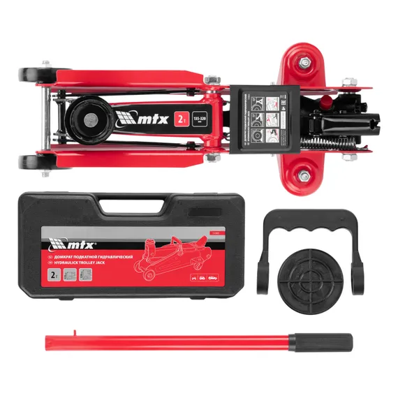 Домкрат гидравлический подкатной, 2 т, 135-320 мм, в пласт. кейсе MTX