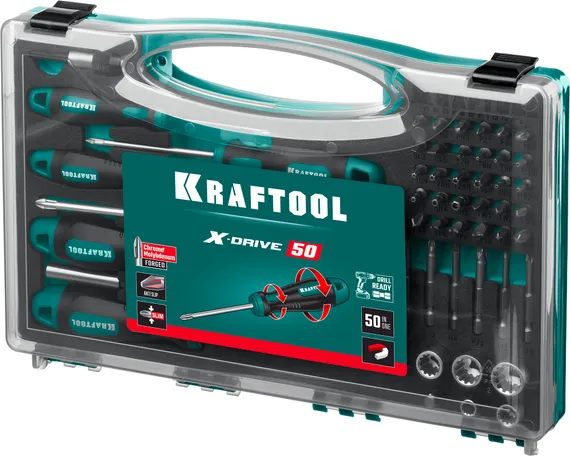 KRAFTOOL X-Drive 50, 50 предм., набор отверток и насадок (25815)