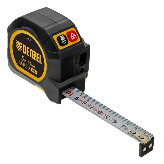 Лазерный дальномер с рулеткой LT-40, 5м x 19 мм, дальномер 40м, автомат. фиксация Denzel