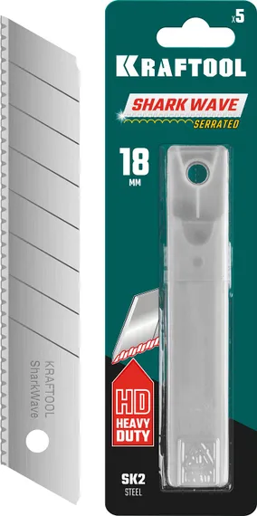 KRAFTOOL 18 мм, 5 шт, серрейторные сегментированные лезвия для сложных материалов (09604-18-S5)