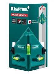 KRAFTOOL POST-LEVEL, 3 глазка, магнитный угловой уровень (34788)