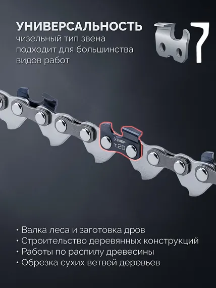 ЗУБР тип 20, 15 см, шаг 3/10″, паз 1.1 мм, 34 звеньев, цепь (71320-15)