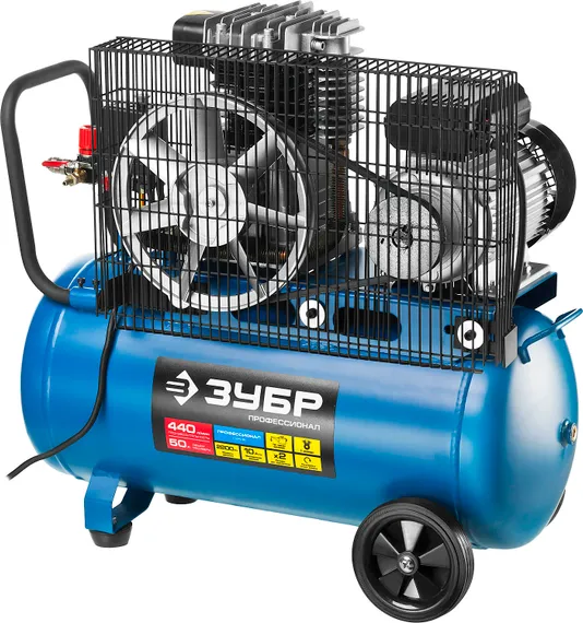 ЗУБР 440 л/мин, 50 л, 2200 Вт, ременной масляный компрессор, Профессионал (ЗКПМ-440-50-Р-2.2)