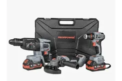 Аккумуляторный бесщеточный набор 3в1 Profipower ProfiSet-3E18 Li-ion-2шт, 4Ач, З/У, кейс, E0080,T0056, T0058 E0247