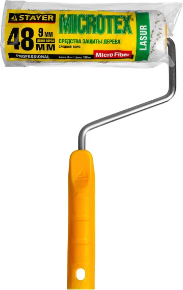 STAYER MICROTEX, 48 х 180 мм, бюгель 8 мм, ворс 9 мм, для агрессивных сред, малярный валик, Professional (0341-18)
