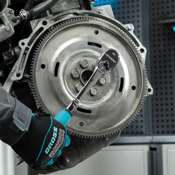 Ключ-трещотка 1/2", CrV, 90 зубьев, усиленный, хром Gross