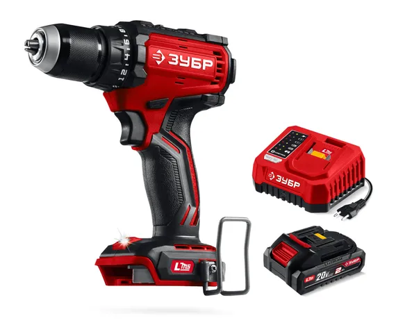 Бесщеточная дрель-шуруповерт, ЗУБР 20 В, 65 Н·м, 1 АКБ LMS (2 А·ч), (ДБ-65-21)
