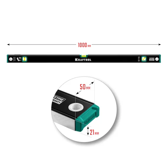 KRAFTOOL 1000 мм, с зеркальным глазком, уровень (34781-100)