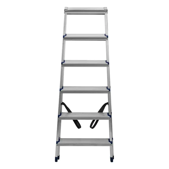 Стремянка двусторонняя 6 ступеней, алюминиевая, Сибртех