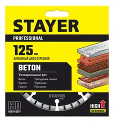 STAYER BETON 125 мм (22.2 х 7 х 2.0 мм), сегментный алмазный диск (3660-125)