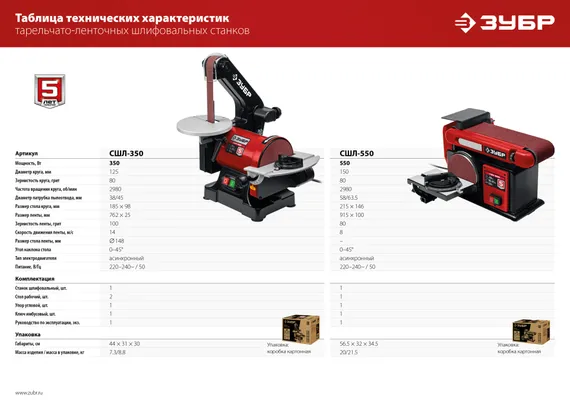 ЗУБР d 150 мм, 100 х 914 мм лента, 550 Вт, тарельчато - ленточный шлифовальный станок (СШЛ-550)