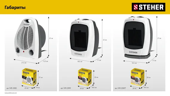 STEHER 2 кВт, тепловентилятор, металло-керамический нагревательный элемент (SVK-2000)