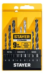 STAYER Combi 9 предметов, набор комбинированных сверл (29720-H9)