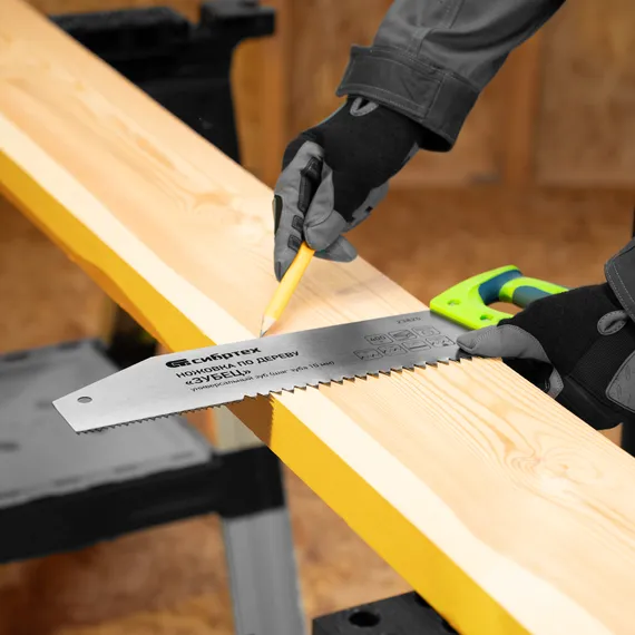 Ножовка по дереву "Зубец", 400 мм, шаг зуба 10 мм, каленый зуб 2D, двухкомпонентная рукоятка Сибртех