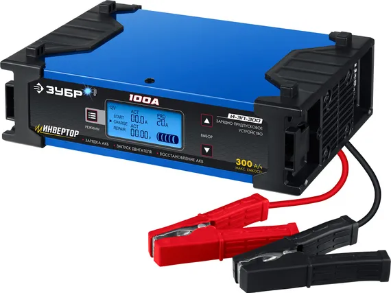 ЗУБР И-ЗП-300, 12/24 В, 100 А, 3-30 А, инверторное зарядно-предпусковое устройство (59323)