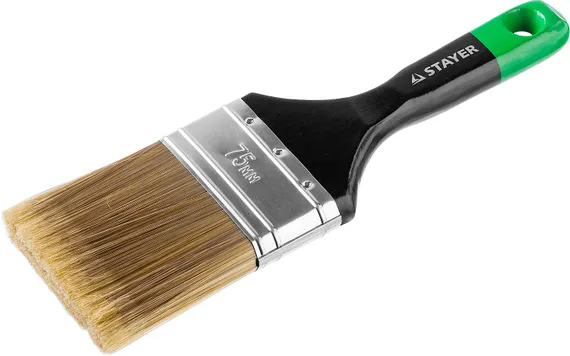 STAYER KANEKARON-EURO, 75 мм, 3″, искусственная щетина, деревянная ручка, для высокотекучих ЛКМ, плоская кисть (0106-075)