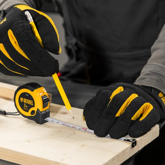 Рулетка 3м х 13мм, двухкомп. корпус, кнопка-пауза Denzel