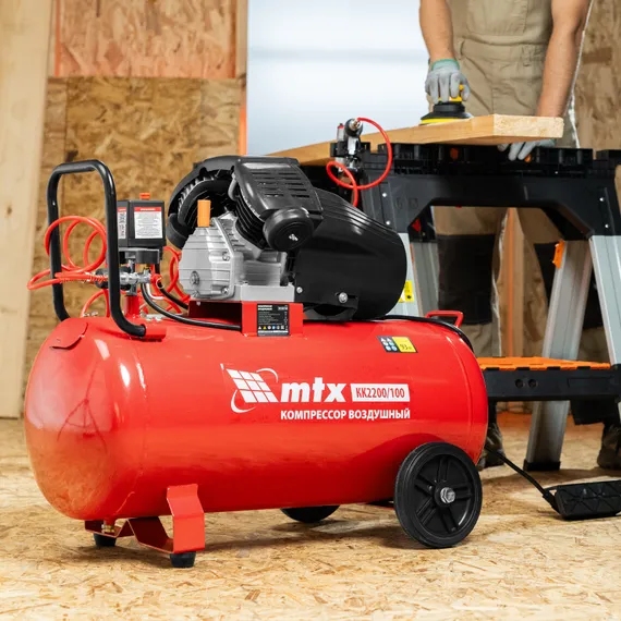 Компрессор воздушный КК-2200/100, 2,2 кВт, 350 л/мин, 100 л, прямой привод, масляный MTX