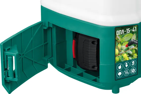 Аккумуляторный опрыскиватель ЗУБР 15 л, 1 АКБ 4 А·ч, (ОПЛ-15-41)