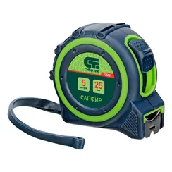 Рулетка Сапфир,двухкомпонентный корпус,5 м х 25 мм Сибртех