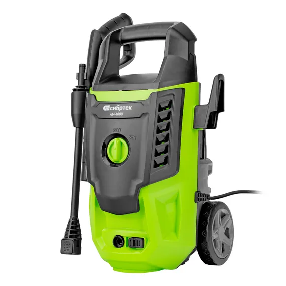 Моечная машина высокого давления АМ-1800, 1800 Вт, 140 бар, 350 л/ч, колесная Сибртех
