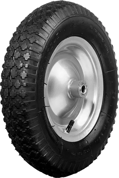 СИБИН СК-2, 4″ х 380 мм, для тачек (арт. 39904, 39996), стальной диск, подшипник - 16 мм, пневматическое колесо (39910-2)