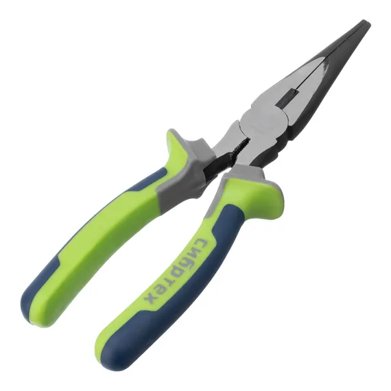 Длинногубцы прямые 200 мм, фосфатирование, трехкомпонентные рукоятки Сибртех