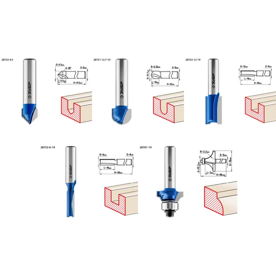 ЗУБР 5 шт, набор профильных фрез по дереву, Профессионал (28795-H5)