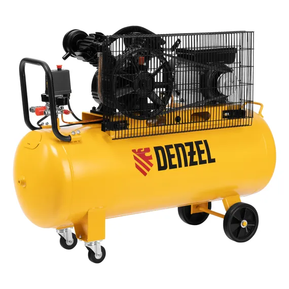 Компрессор воздушный BCV2200/100, ременный привод, 2.2 кВт, 100 литров, 370 л/мин Denzel