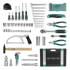 Набор инструментов, 1/2", 1/4", CrV, пластиковый кейс 98 предметов Stels