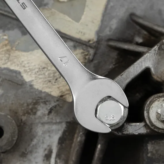 Ключ комбинированный, 17 мм, CrV, матовый хром Stels