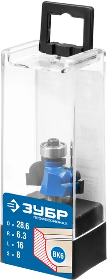 ЗУБР 28.6 x 16 мм, радиус 6.3 мм, фреза кромочная калевочная №7, Профессионал (28708-28.6)
