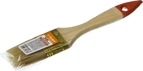 ЗУБР УНИВЕРСАЛ, 35 мм, 1.5″, светлая натуральная щетина деревянная ручка, плоская кисть (01099-038)