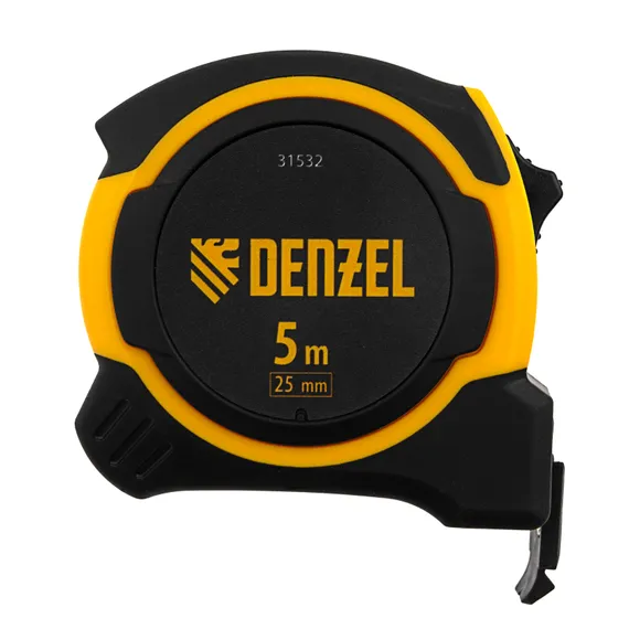 Рулетка 5м х 25мм, двухкомп. корпус, магнитный обрезиненный зацеп Denzel