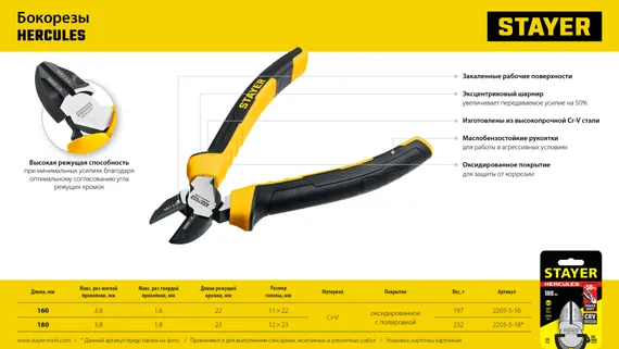 STAYER Hercules, 160 мм, бокорезы (2203-5-16)