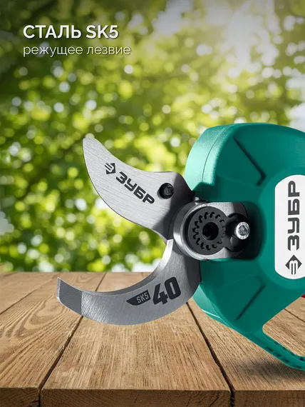 ЗУБР 20 В, 40 мм макс. рез, 1 АКБ LMS (2 Ач), секатор аккумуляторный (СКБ-2040-21)