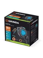 GRINDA HRA-20, шланг 20м x 1/2″, на поворотном кронштейне настенная, поливочный набор 4 предмета, катушка автоматическая со шлангом ProLine (428470)