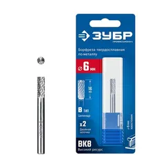 ЗУБР 6х16 мм, тип B (цилиндр с торцевыми зубьями), хв-к 6 мм, твердосплавная борфреза, ПРОФЕССИОНАЛ (28801-6-16)