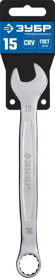 ЗУБР 15 мм, комбинированный гаечный ключ, Профессионал (27087-15)
