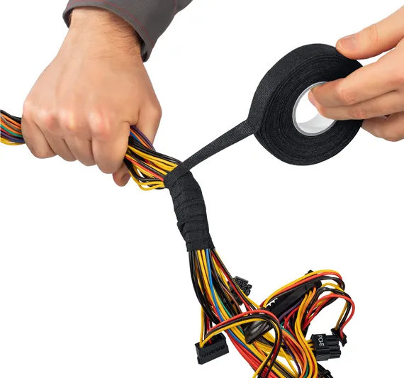 ЗУБР АВТО-ФЛИС, 19 мм х 15 м, черная, изолента на велюровой основе с ворсом, Профессионал (1239-2)