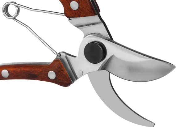 GRINDA P-17, 195 мм, из нержавеющей стали, с деревянными рукоятками, цельнокованый компактный плоскостной секатор, PROLine (423417)