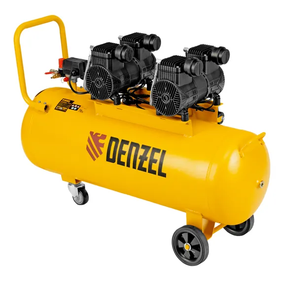 Компрессор безмасл. малошумный DLP-3000/100, 3 кВт, 2х1,5 кВт,100 л, 2850 об/мин,500 л/мин Denzel