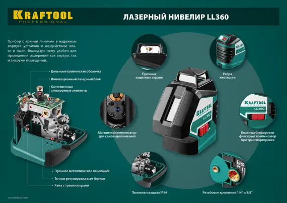 KRAFTOOL LL360 #4, лазерный нивелир (34645-4)