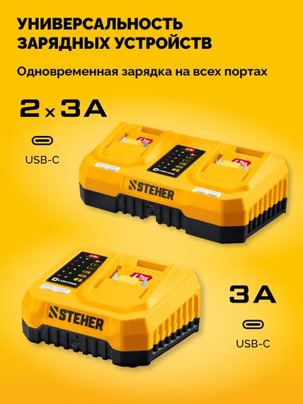 STEHER 20 В, 200 м3/ч, 1 АКБ LMS (2 Ач), воздуходувка-пылесос аккумуляторная (BLB-200-21)